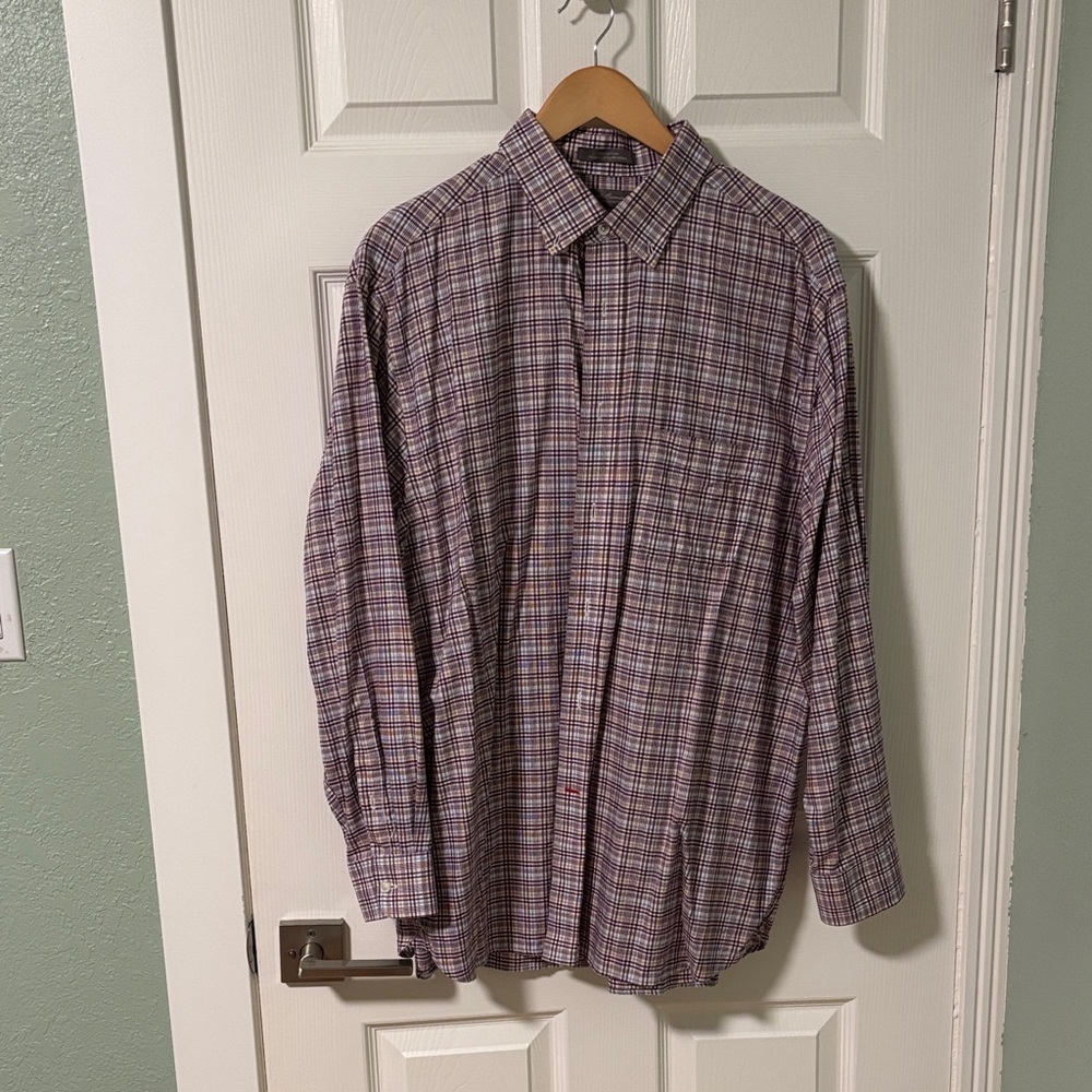 Daniel Cremieux Men's Casual Plaid Shirt - Red and Blue